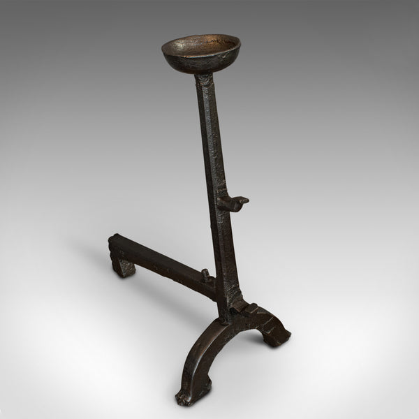 Large, Antique Decorative Andiron, Iron, Fireside, Firedog, Candle, Georgian