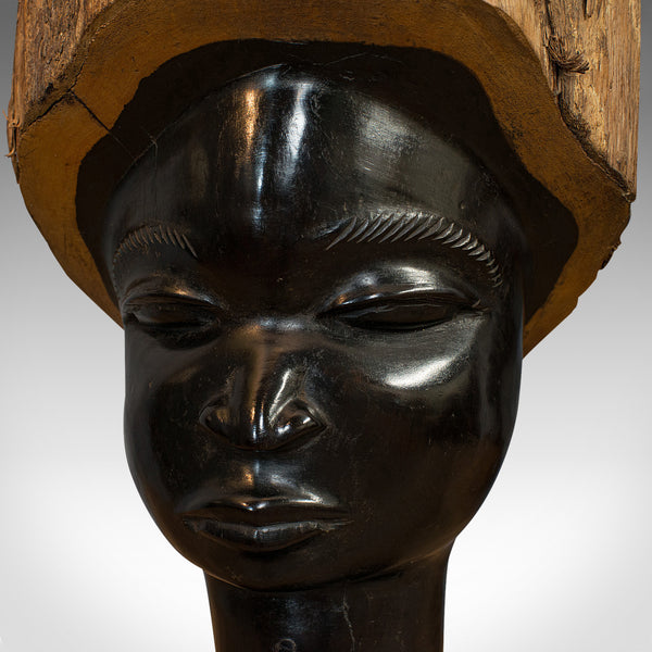 Pair Of, Antique Carved Heads, African, Ebony, Decorative Statue, Victorian