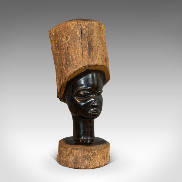 Pair Of, Antique Carved Heads, African, Ebony, Decorative Statue, Victorian