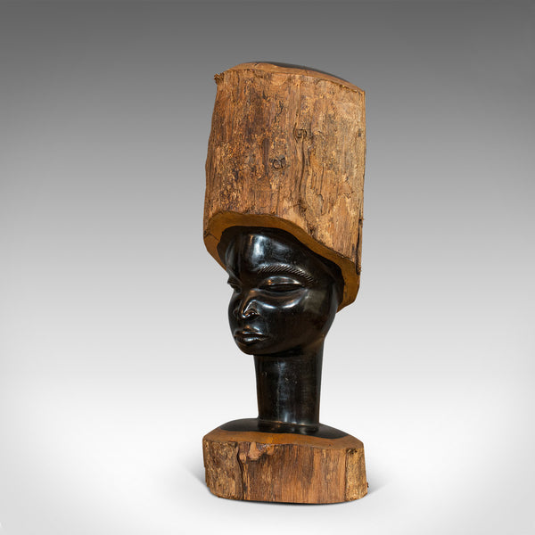 Pair Of, Antique Carved Heads, African, Ebony, Decorative Statue, Victorian