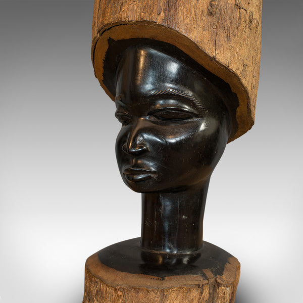 Pair Of, Antique Carved Heads, African, Ebony, Decorative Statue, Victorian