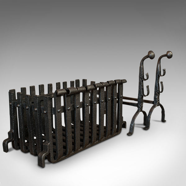 Antique Fire Basket, Andirons, Cast Iron, Fireside, Grate, Fire Dogs, Victorian