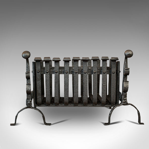 Antique Fire Basket, Andirons, Cast Iron, Fireside, Grate, Fire Dogs, Victorian