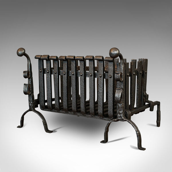 Antique Fire Basket, Andirons, Cast Iron, Fireside, Grate, Fire Dogs, Victorian