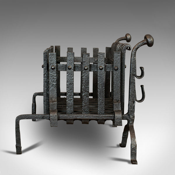 Antique Fire Basket, Andirons, Cast Iron, Fireside, Grate, Fire Dogs, Victorian
