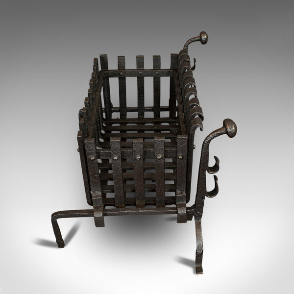 Antique Fire Basket, Andirons, Cast Iron, Fireside, Grate, Fire Dogs, Victorian