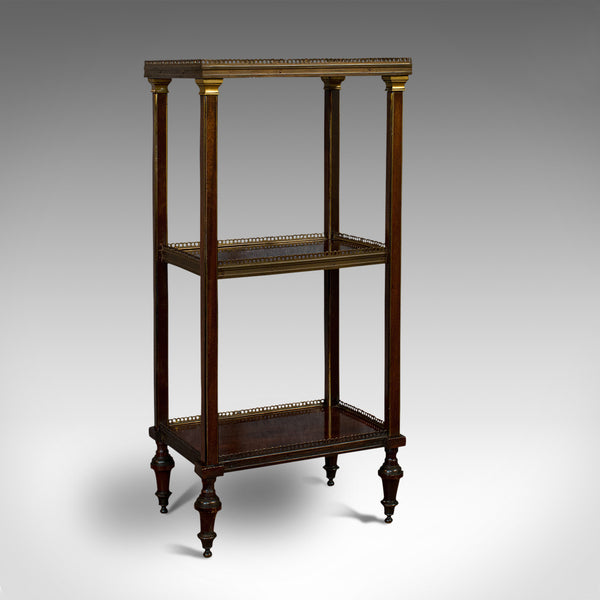 Antique Etagere, Italian, Mahogany, Brass, 3 Tier, Whatnot, Victorian, C.1870