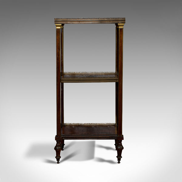 Antique Etagere, Italian, Mahogany, Brass, 3 Tier, Whatnot, Victorian, C.1870