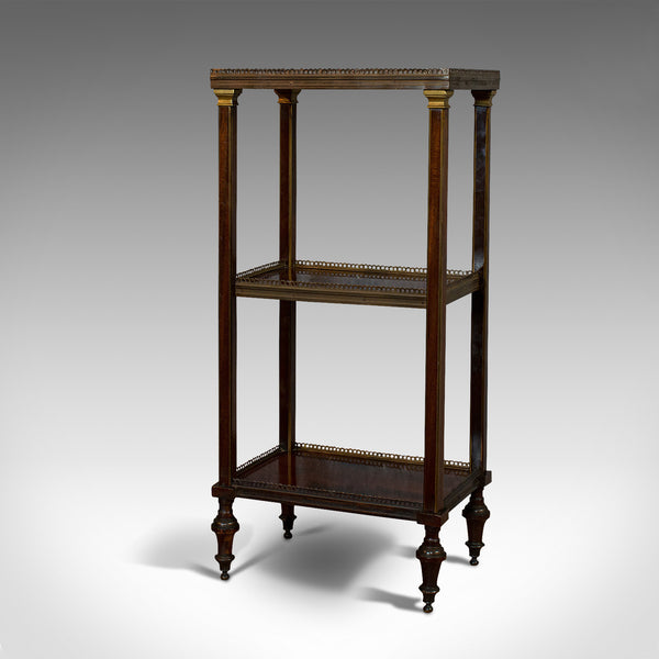 Antique Etagere, Italian, Mahogany, Brass, 3 Tier, Whatnot, Victorian, C.1870