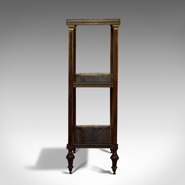 Antique Etagere, Italian, Mahogany, Brass, 3 Tier, Whatnot, Victorian, C.1870