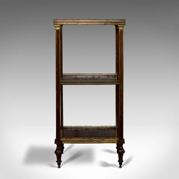 Antique Etagere, Italian, Mahogany, Brass, 3 Tier, Whatnot, Victorian, C.1870