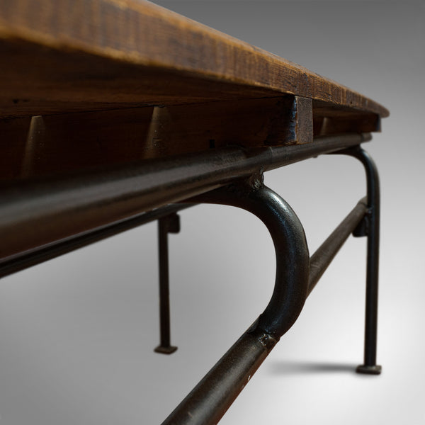 Large Vintage Draper's Bench, English, Pine, Steel, Industrial Seat, Circa 1940