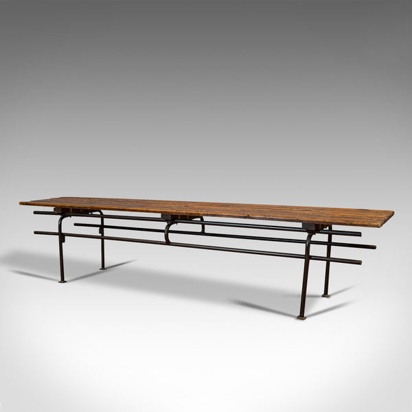 Large Vintage Draper's Bench, English, Pine, Steel, Industrial Seat, Circa 1940
