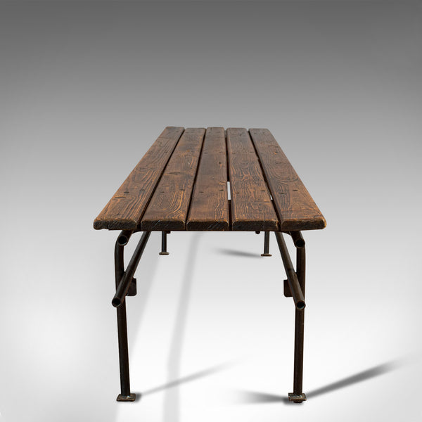 Large Vintage Draper's Bench, English, Pine, Steel, Industrial Seat, Circa 1940