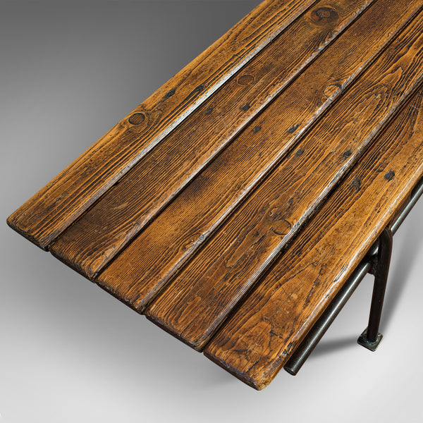 Large Vintage Draper's Bench, English, Pine, Steel, Industrial Seat, Circa 1940