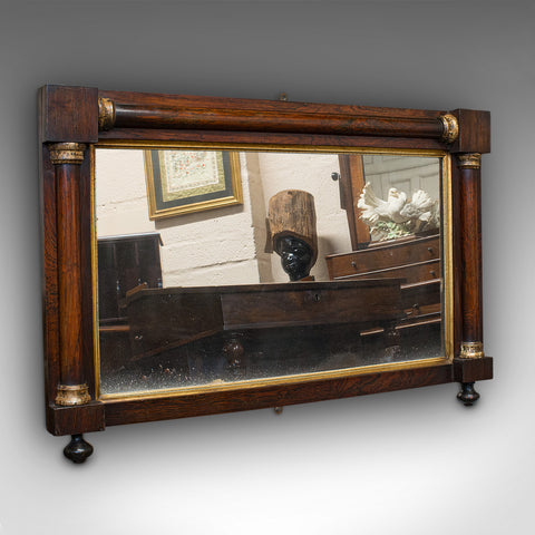 Antique Overmantel Mirror, English, Rosewood, Glass, Rectangular, Regency, 1820