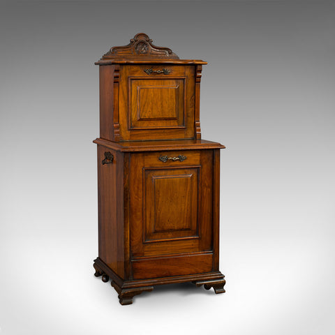 Antique Purdonium, English, Walnut, Fireside Bin, Cabinet, Victorian, Circa 1890