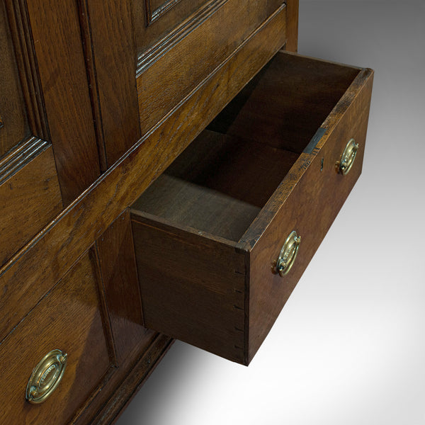 Antique Wardrobe, English, Oak, Linen Cabinet, Press Cupboard, Georgian, C.1800