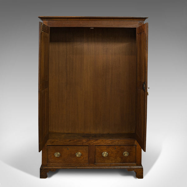 Antique Wardrobe, English, Oak, Linen Cabinet, Press Cupboard, Georgian, C.1800