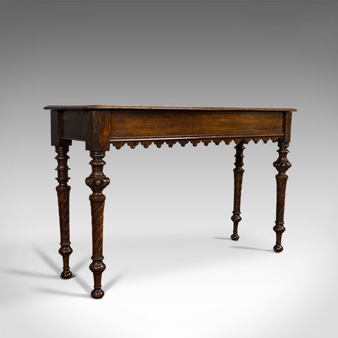 Antique Hall Table, Scottish, Oak, Side, Gothic Revival, Victorian, Circa 1880