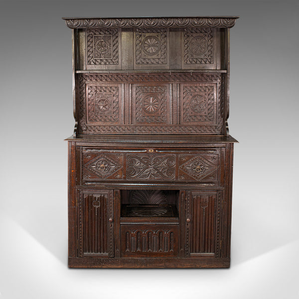 Large Antique Welsh Dresser, British, Oak, Sideboard, Cabinet, William III, 1700