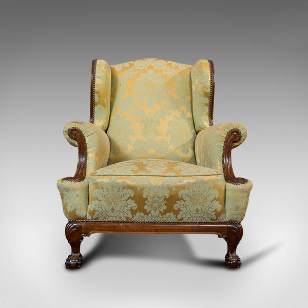Antique Wing-Back Arm Chair, English, Lounge, Fireside, Seat, Edwardian, C.1910