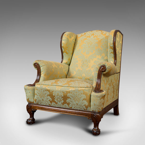Antique Wing-Back Arm Chair, English, Lounge, Fireside, Seat, Edwardian, C.1910