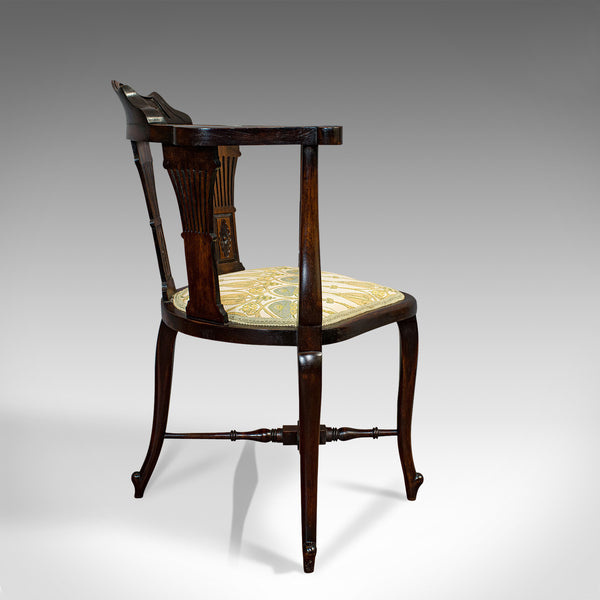 Antique Corner Arm Chair, French, Beech, Seat, Art Nouveau, Victorian, C.1890