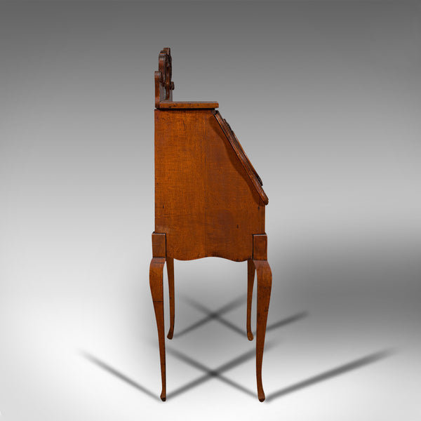 Small Antique Ladies Writing Desk, French, Oak, Bureau, Mirror, Victorian, 1900