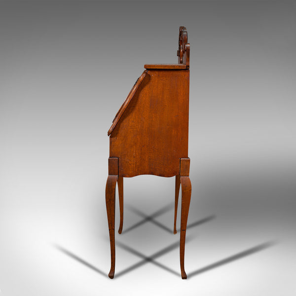 Small Antique Ladies Writing Desk, French, Oak, Bureau, Mirror, Victorian, 1900