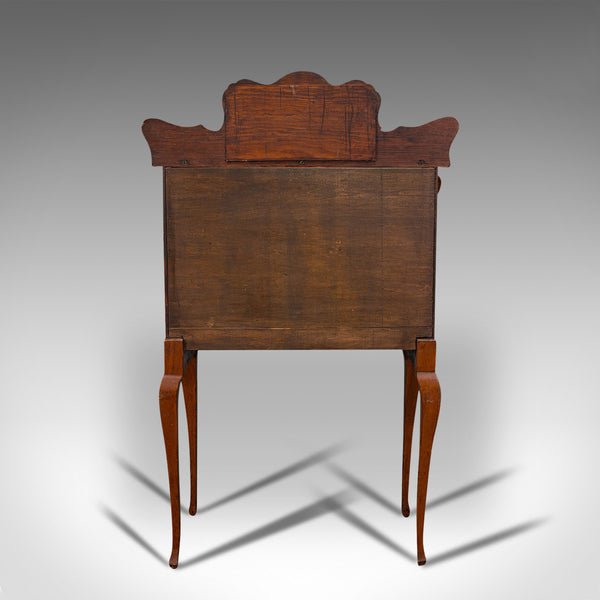Small Antique Ladies Writing Desk, French, Oak, Bureau, Mirror, Victorian, 1900