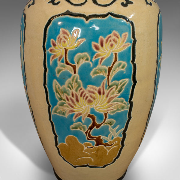 Large Vintage Decorative Vase, Oriental, Ceramic Urn, Hallway, Stick Stand, C.20