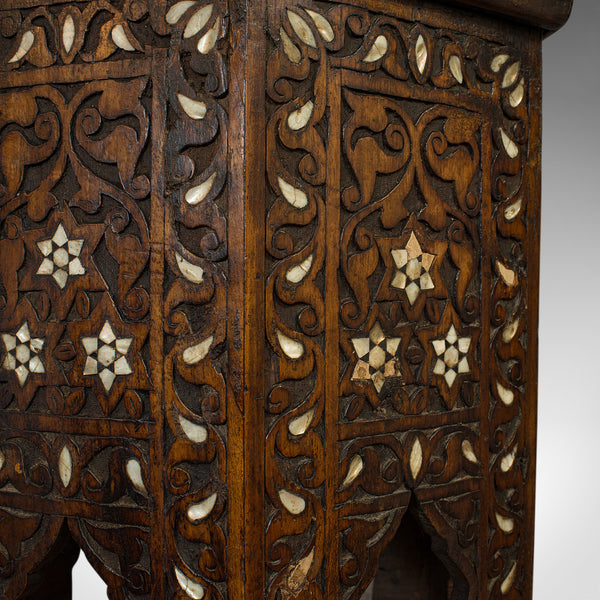 Antique Side Table, Middle Eastern, Mahogany, Moorish, Wine, Occasional, C.1880
