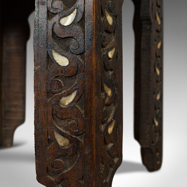 Antique Side Table, Middle Eastern, Mahogany, Moorish, Wine, Occasional, C.1880