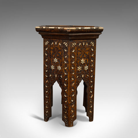 Antique Side Table, Middle Eastern, Mahogany, Moorish, Wine, Occasional, C.1880