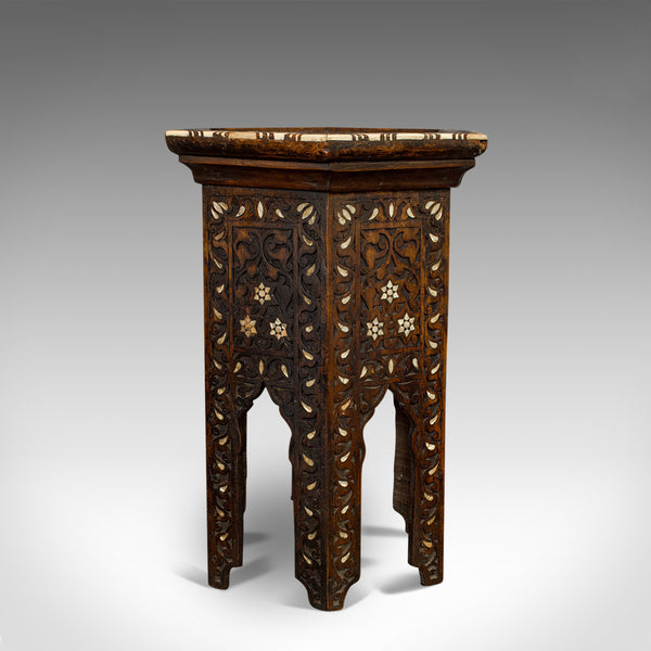 Antique Side Table, Middle Eastern, Mahogany, Moorish, Wine, Occasional, C.1880