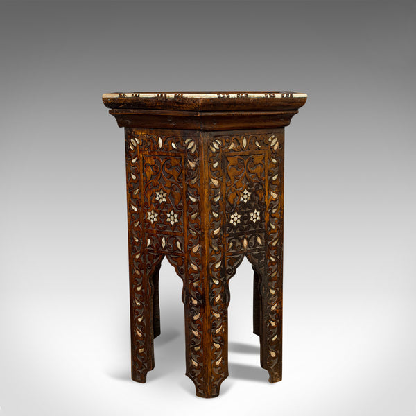 Antique Side Table, Middle Eastern, Mahogany, Moorish, Wine, Occasional, C.1880