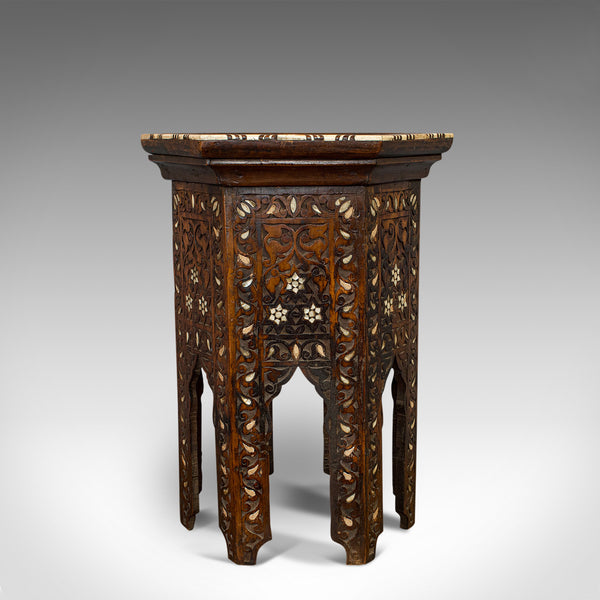 Antique Side Table, Middle Eastern, Mahogany, Moorish, Wine, Occasional, C.1880