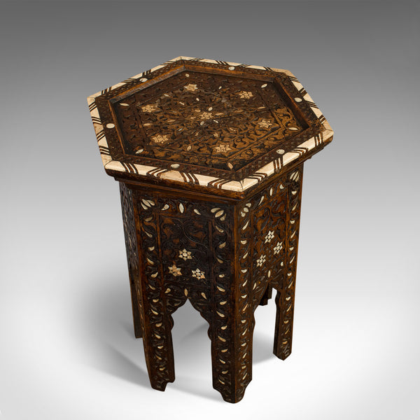 Antique Side Table, Middle Eastern, Mahogany, Moorish, Wine, Occasional, C.1880