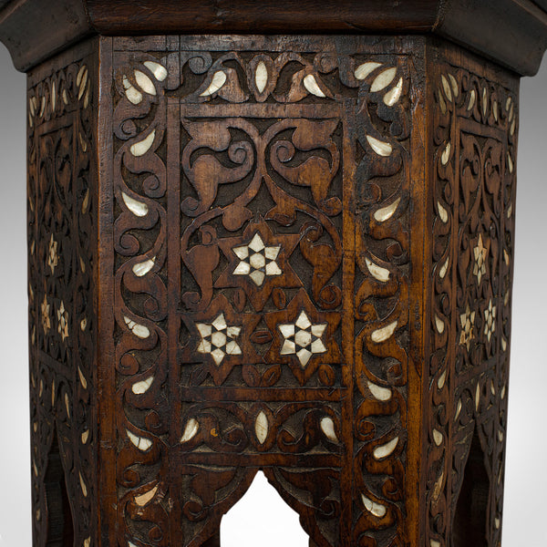 Antique Side Table, Middle Eastern, Mahogany, Moorish, Wine, Occasional, C.1880
