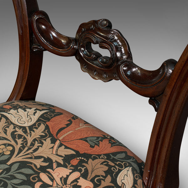 Pair Of, Antique Buckle Back Chairs, English, Walnut, Dining, Side, Victorian