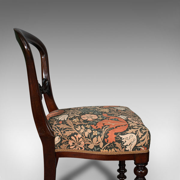 Pair Of, Antique Buckle Back Chairs, English, Walnut, Dining, Side, Victorian