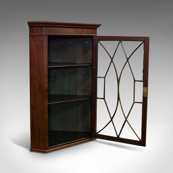 Antique Corner Cabinet, English, Mahogany, Cupboard, Astragal Glazed, Georgian