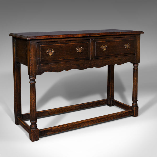 Antique Dresser Base, English, Oak, Side, Hall, Table, Late Georgian, Circa 1800