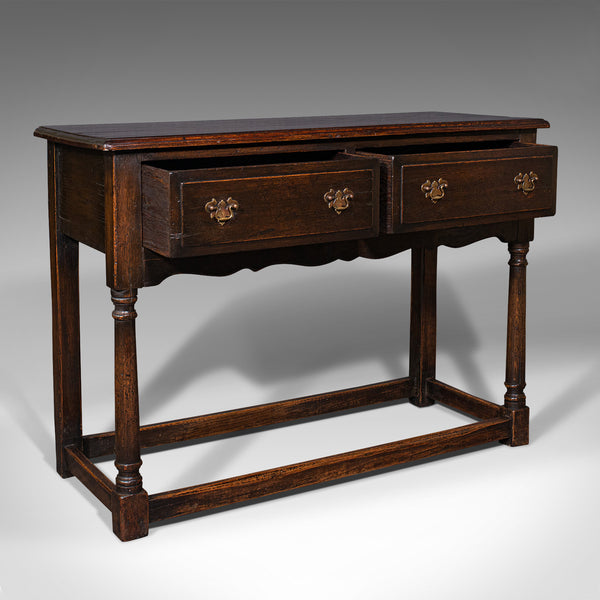 Antique Dresser Base, English, Oak, Side, Hall, Table, Late Georgian, Circa 1800