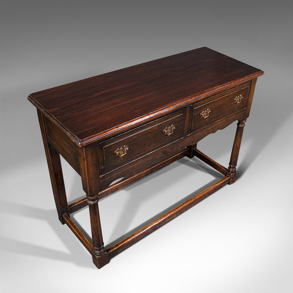 Antique Dresser Base, English, Oak, Side, Hall, Table, Late Georgian, Circa 1800