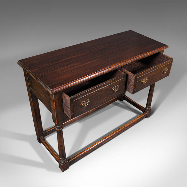Antique Dresser Base, English, Oak, Side, Hall, Table, Late Georgian, Circa 1800