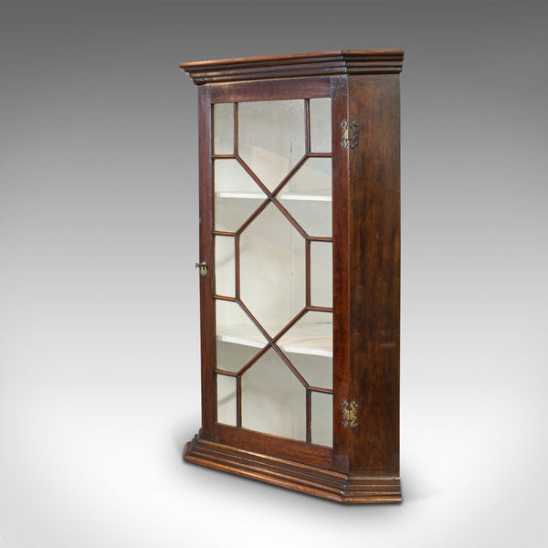 Antique Corner Cabinet, English, Walnut, Cupboard, Astragal Glazed, Georgian