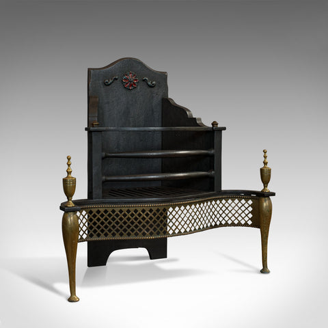 Antique Fireplace, English, Cast Iron, Fire Basket, Regency Taste, Victorian
