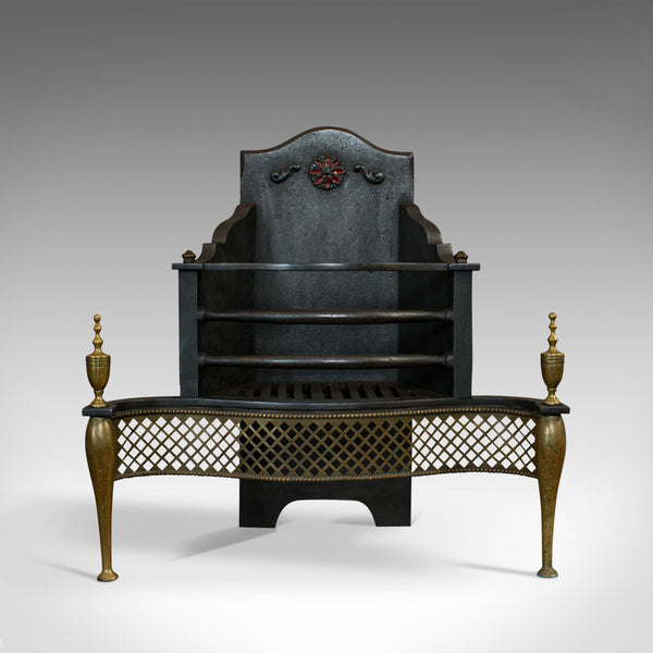 Antique Fireplace, English, Cast Iron, Fire Basket, Regency Taste, Victorian